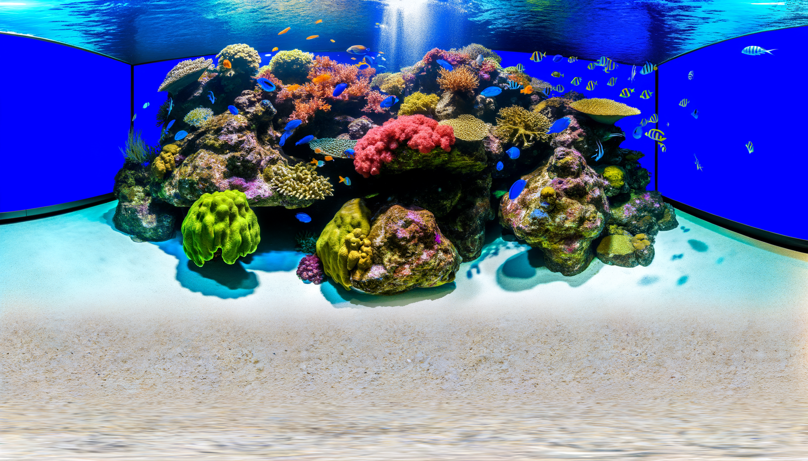 Vibrant coral reef in a New Zealand aquarium