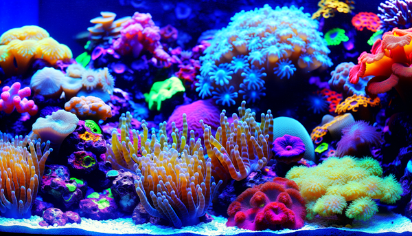 Torch corals in a vibrant reef aquarium