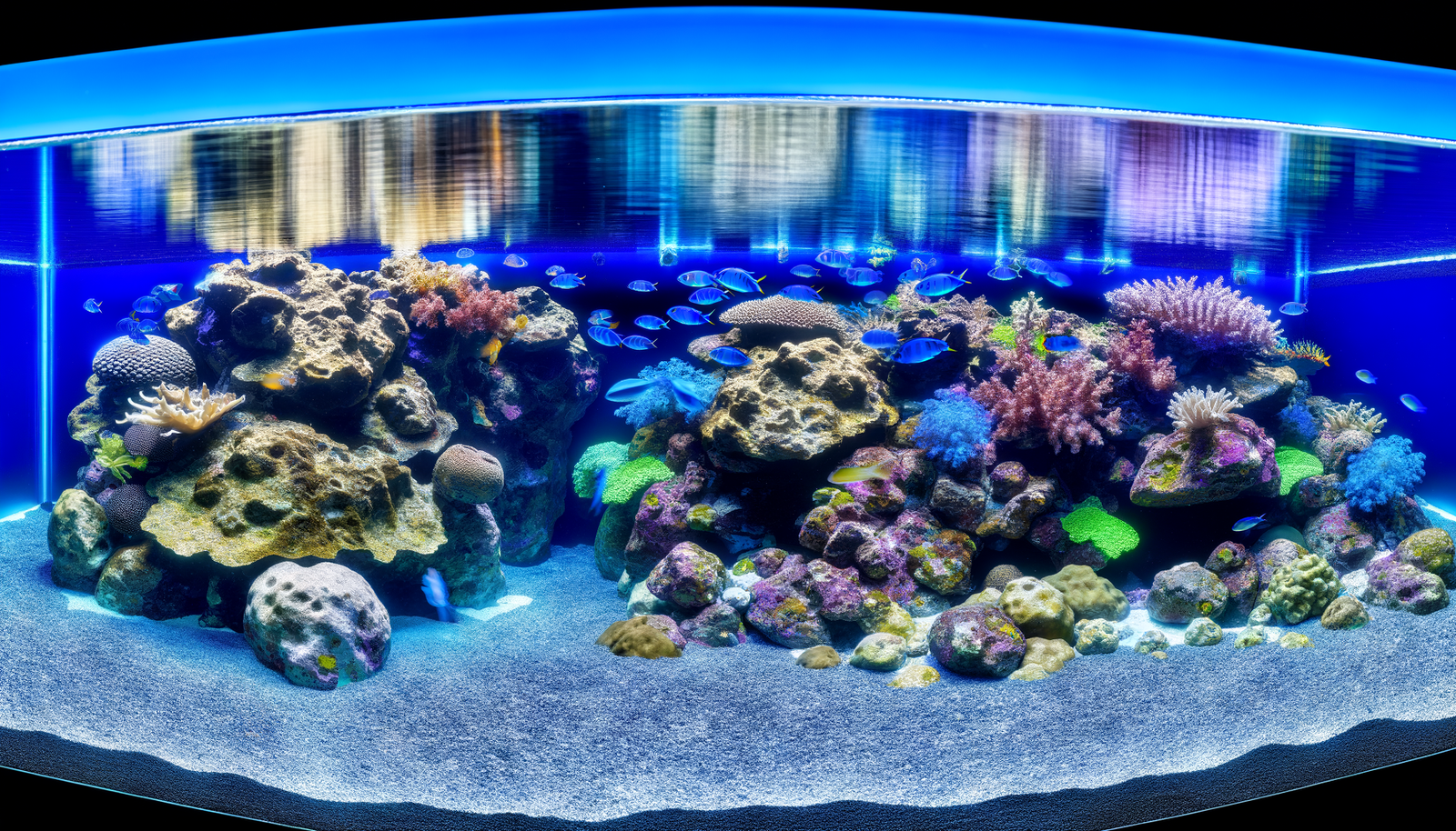 Sustainable reef aquarium in New Zealand with vibrant corals and clear water