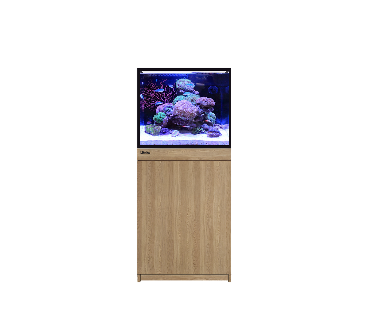 Red Sea REEF-FRAME 170 aquarium system in Oak cabinet finish